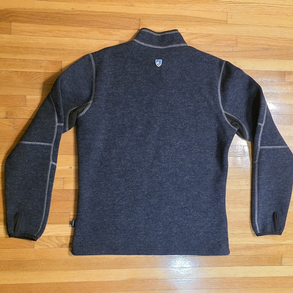 Kuhl Men's Medium Chianti Wool Fleece Blend Thor Charcoal 1/4 Zip Fleece Sweater - Picture 3 of 13